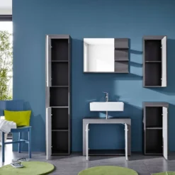 Meubles De Salle De Bains Set MiamiMaine -Domublis Soldes Magasin hochschrank miami weiss eiche grau dekor 4364208