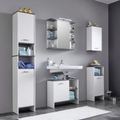 Colonne De Salle De Bain San Diego -Domublis Soldes Magasin hochschrank san diego matt weiss rauchsilber dekor 5205852