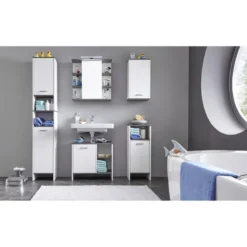 Colonne De Salle De Bain San Diego -Domublis Soldes Magasin hochschrank san diego matt weiss rauchsilber dekor 5205856
