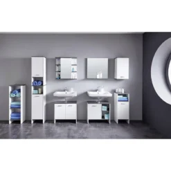 Colonne De Salle De Bain San Diego -Domublis Soldes Magasin hochschrank san diego matt weiss rauchsilber dekor 5205860