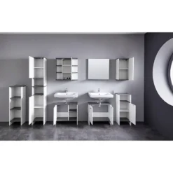 Colonne De Salle De Bain San Diego -Domublis Soldes Magasin hochschrank san diego matt weiss rauchsilber dekor 5205864