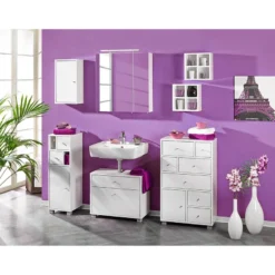 Armoire Avec Miroir Dusty I -Domublis Soldes Magasin spiegelschrank verna hochglanz weiss 490505