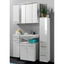 Armoire Basse Rosary -Domublis Soldes Magasin unterschrank rosary hochglanz weiss weiss 341045