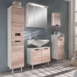 Meuble Sous Vasque Romana -Domublis Soldes Magasin waschbeckenunterschrank romana hochglanz weiss eiche dekor 3328393